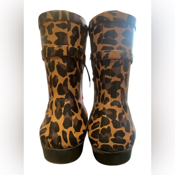 J.Crew Womens Lace-Up Rain Boots Shoes Size 6 Animal Print Leopard Brown - Picture 2 of 4